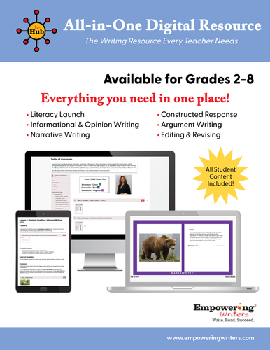 THE HUB - All In One Writing Resource - Choose grade 2-8 (DIGITAL)