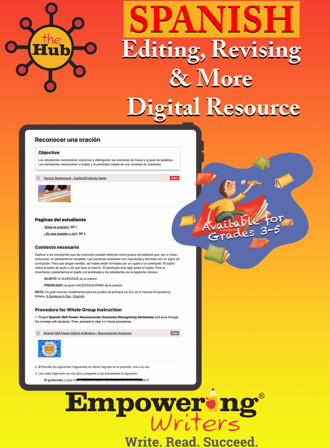 the Hub - Editing, Revising, & More Guide with Student Activity Pages- SPANISH - Gr. 3-5 (DIGITAL)
