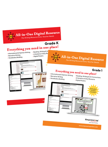 the Hub - Gr. K-1 All In One Writing Resource - ENGLISH or SPANISH (DIGITAL)